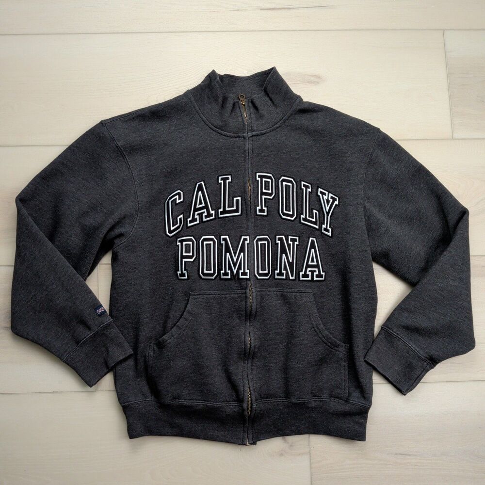 Jansport Cal Poly Pomona Broncos Full Zip Sweatshirt Mens M Charcoal Gray